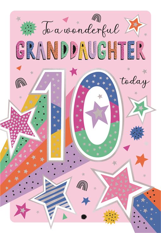 Bright Stars Granddaughter 10th Birthday Card