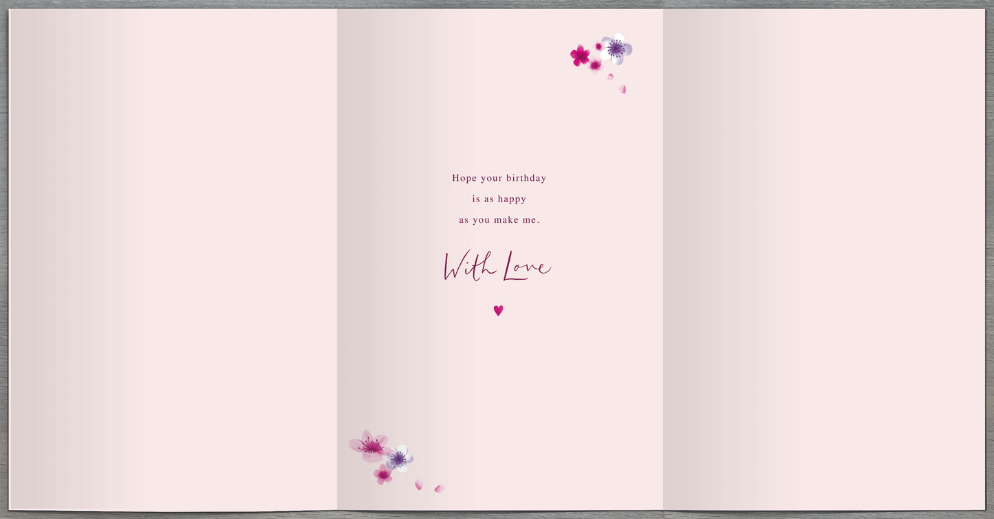 Purple & Gold Birds Wife Birthday Card