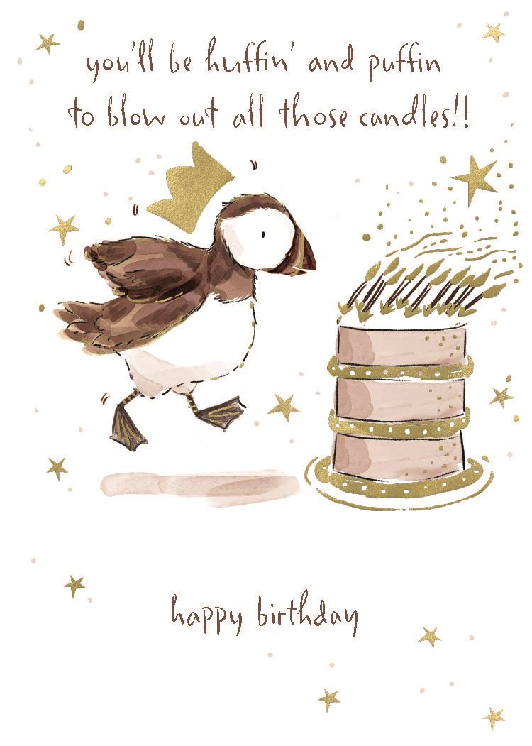 Huffin' and Puffin Birthday Card