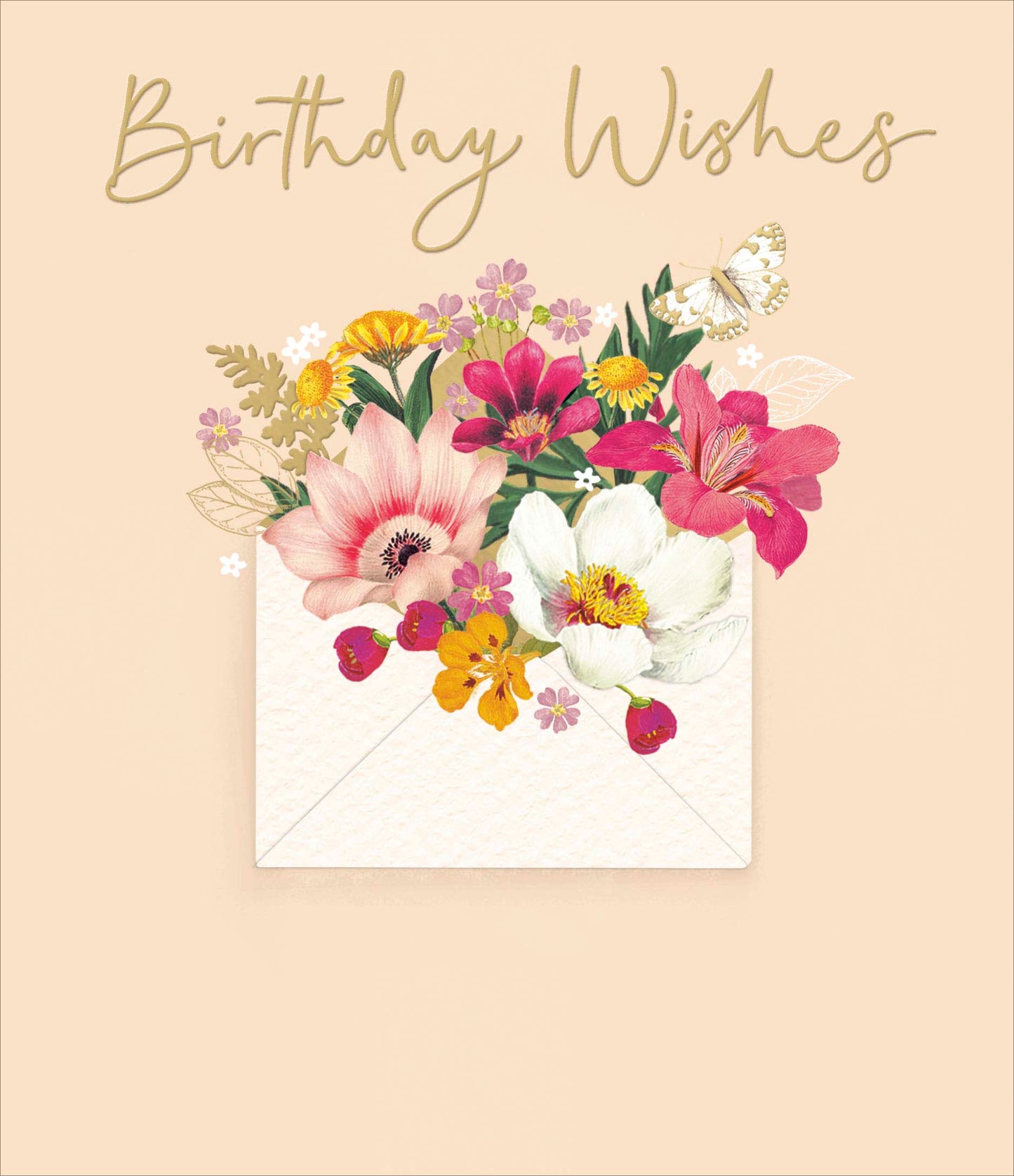 Floral Envelope Birthday Wishes Card