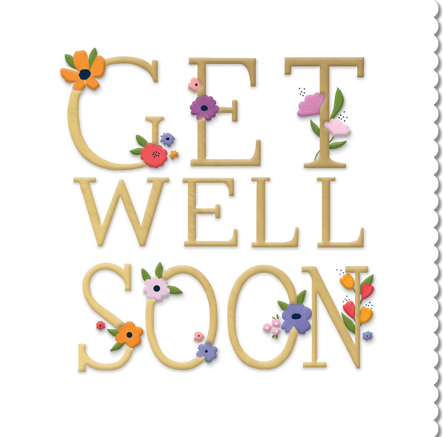 Floral Gold Get Well Soon Card