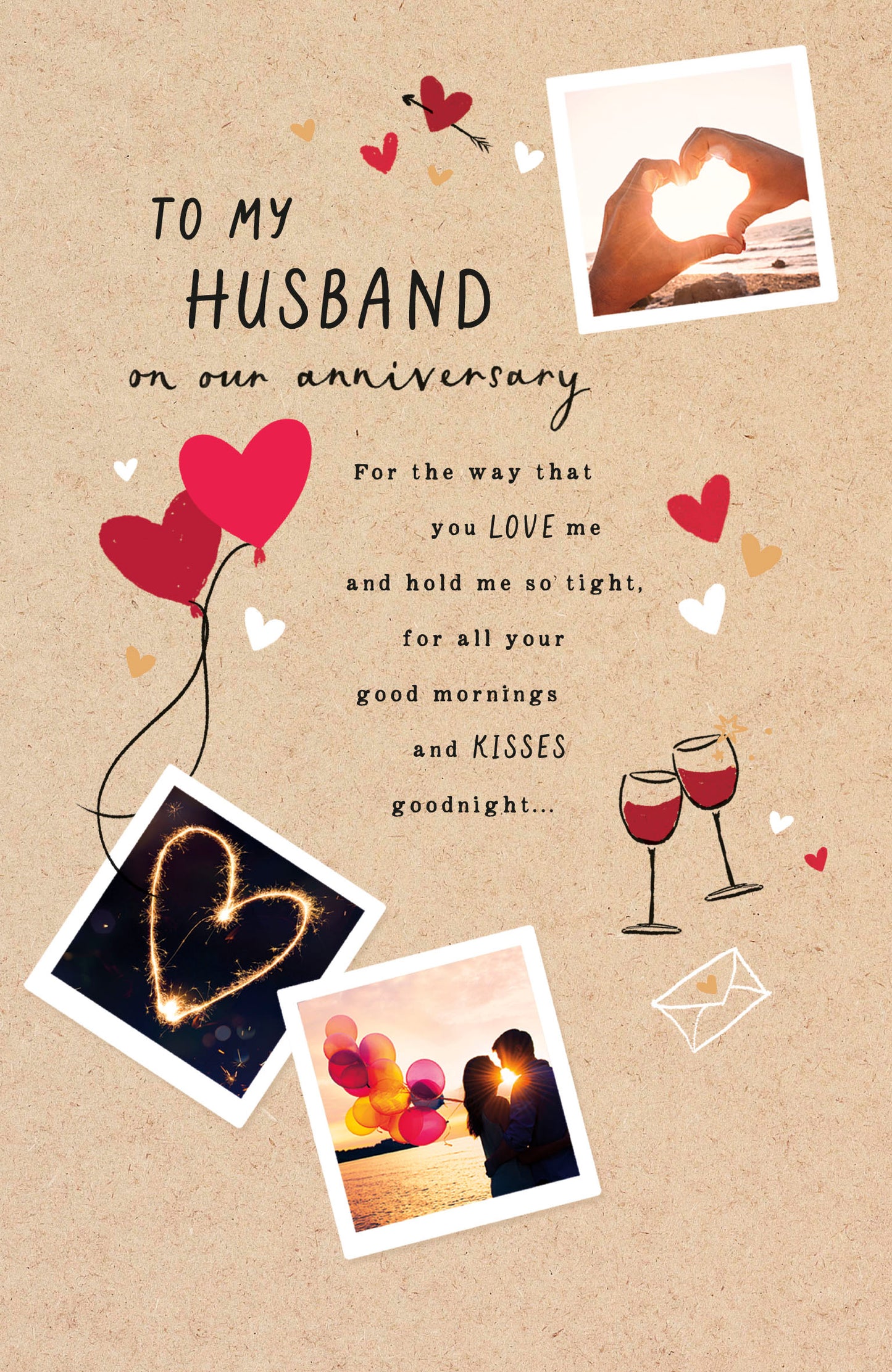 Hearts and Photos Husband Anniversary Card