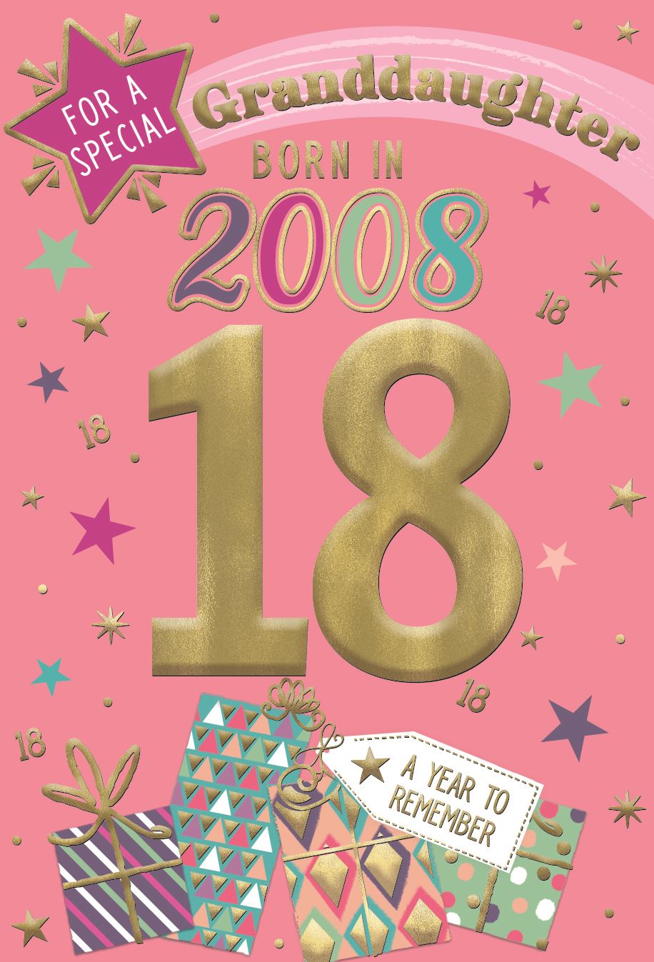 Granddaughter Born in 2008 - Age 18 Birthday Card