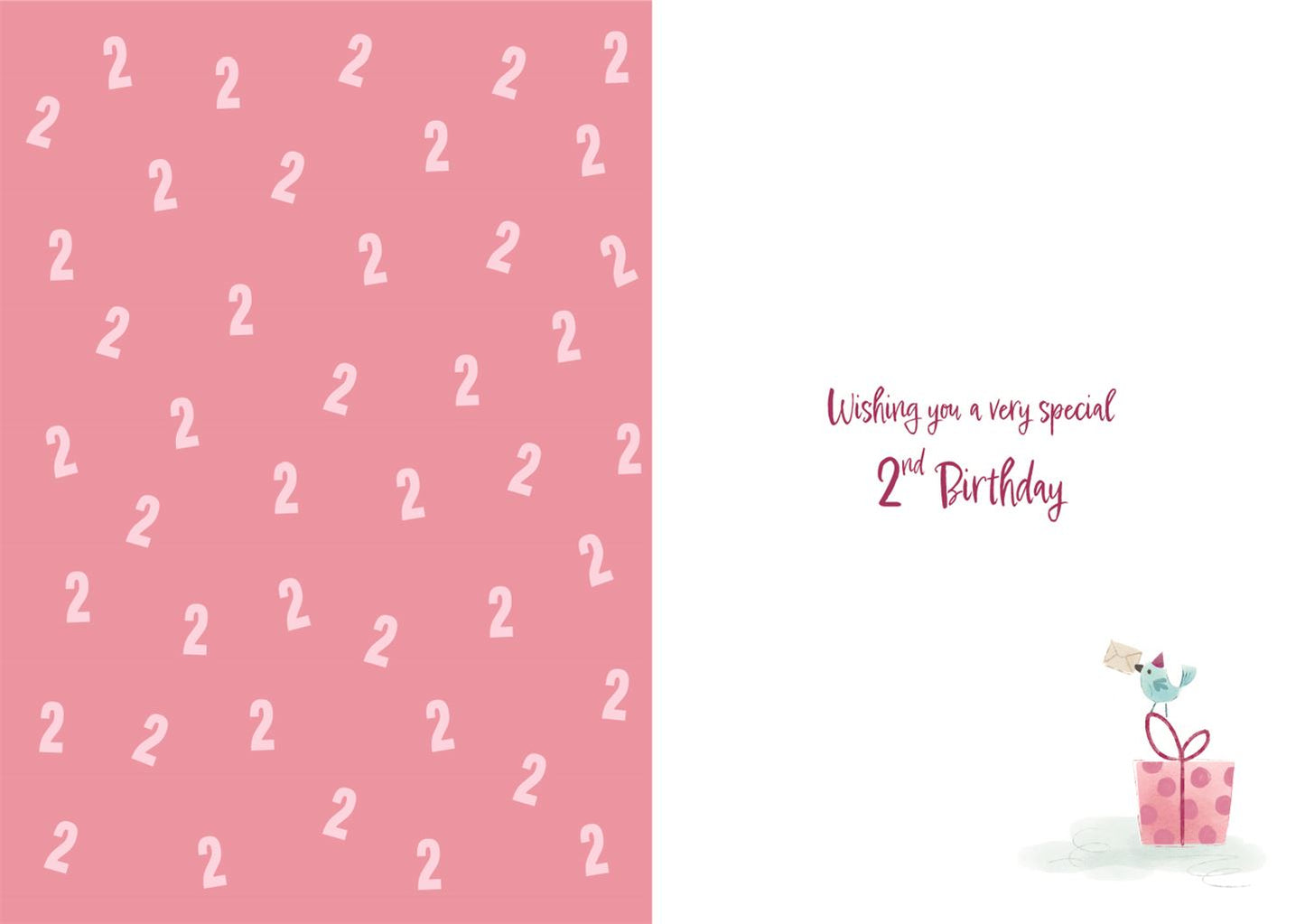 Pink Elephant 2nd Birthday Card