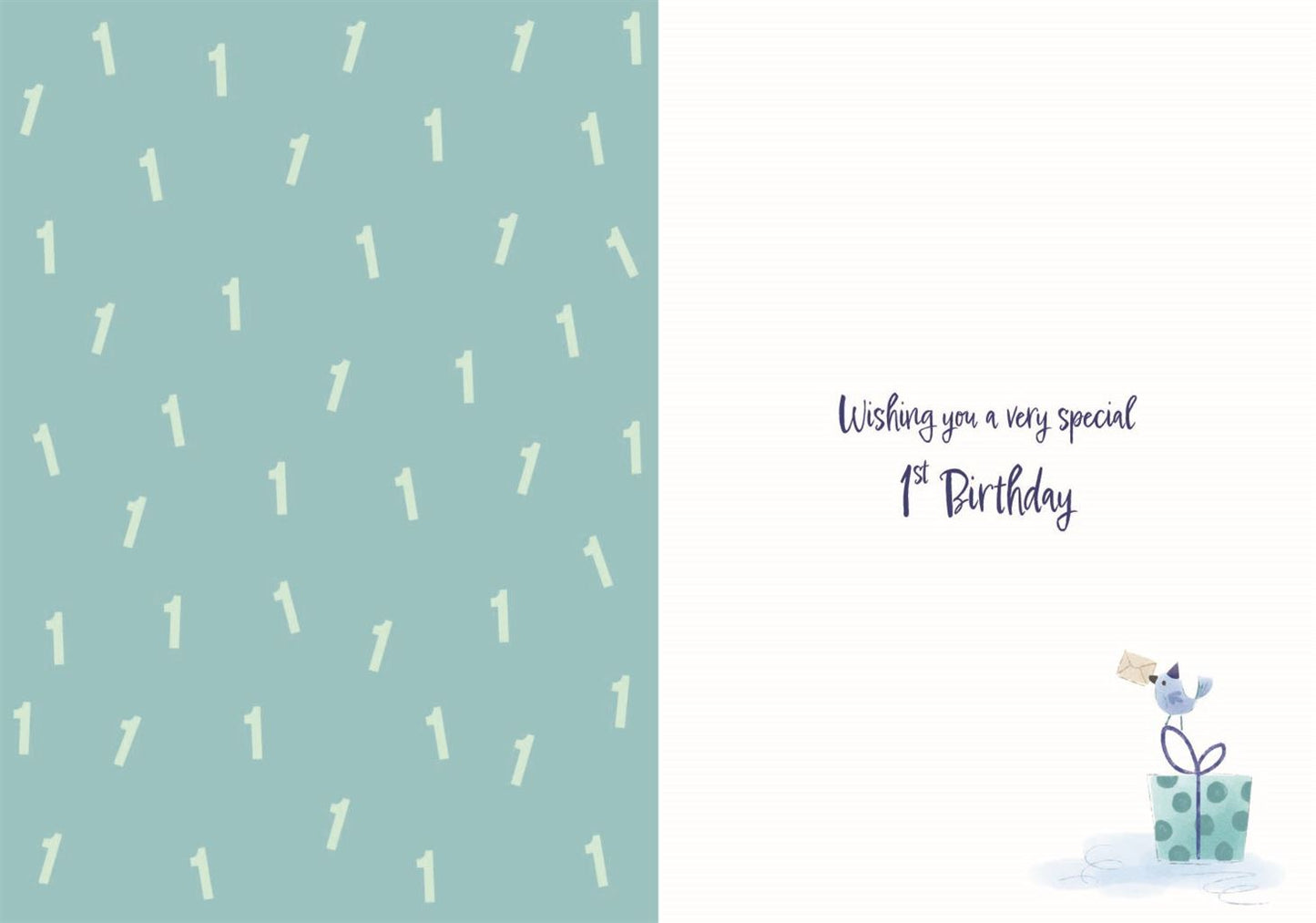 Blue Dinosaur 1st Birthday Card