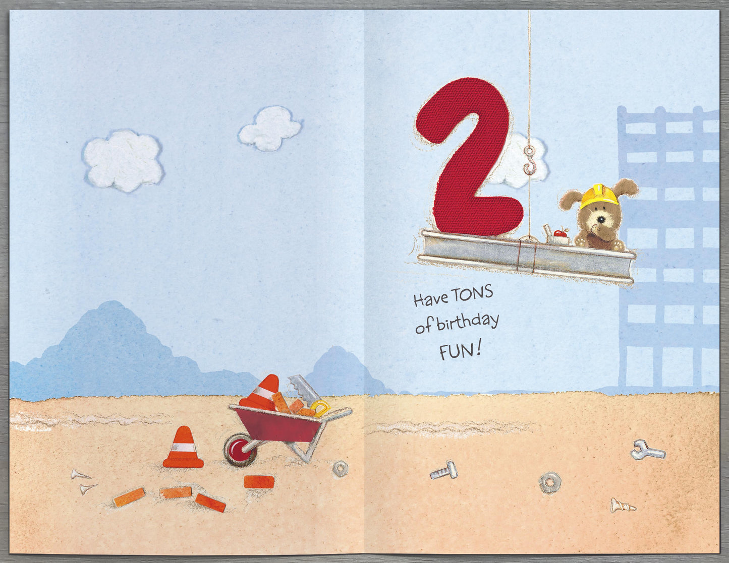 Dog Construction Digger 2nd Birthday Card