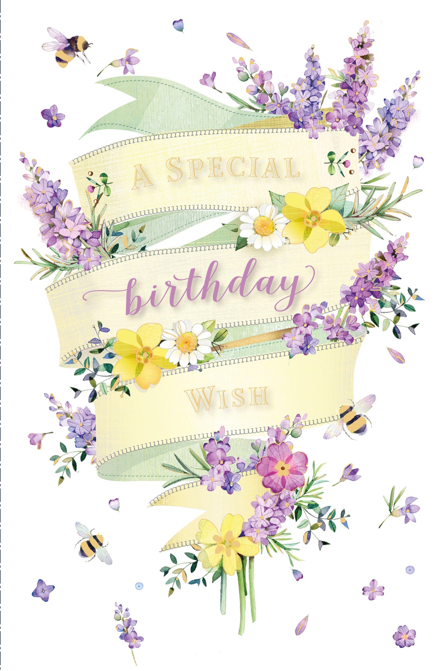 Purple Flowers Birthday Wish Card