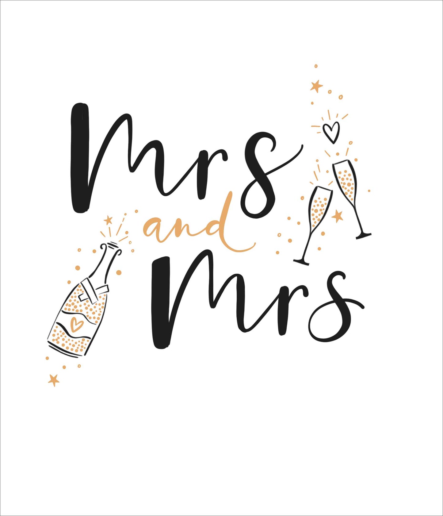 Champagne Mrs & Mrs Weddiny Day Card
