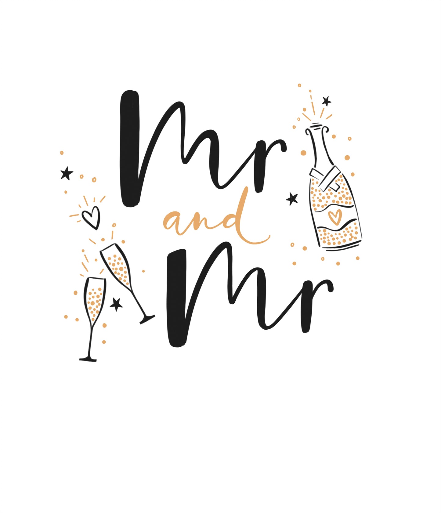 Champagne Mr & Mr Wedding Day Card