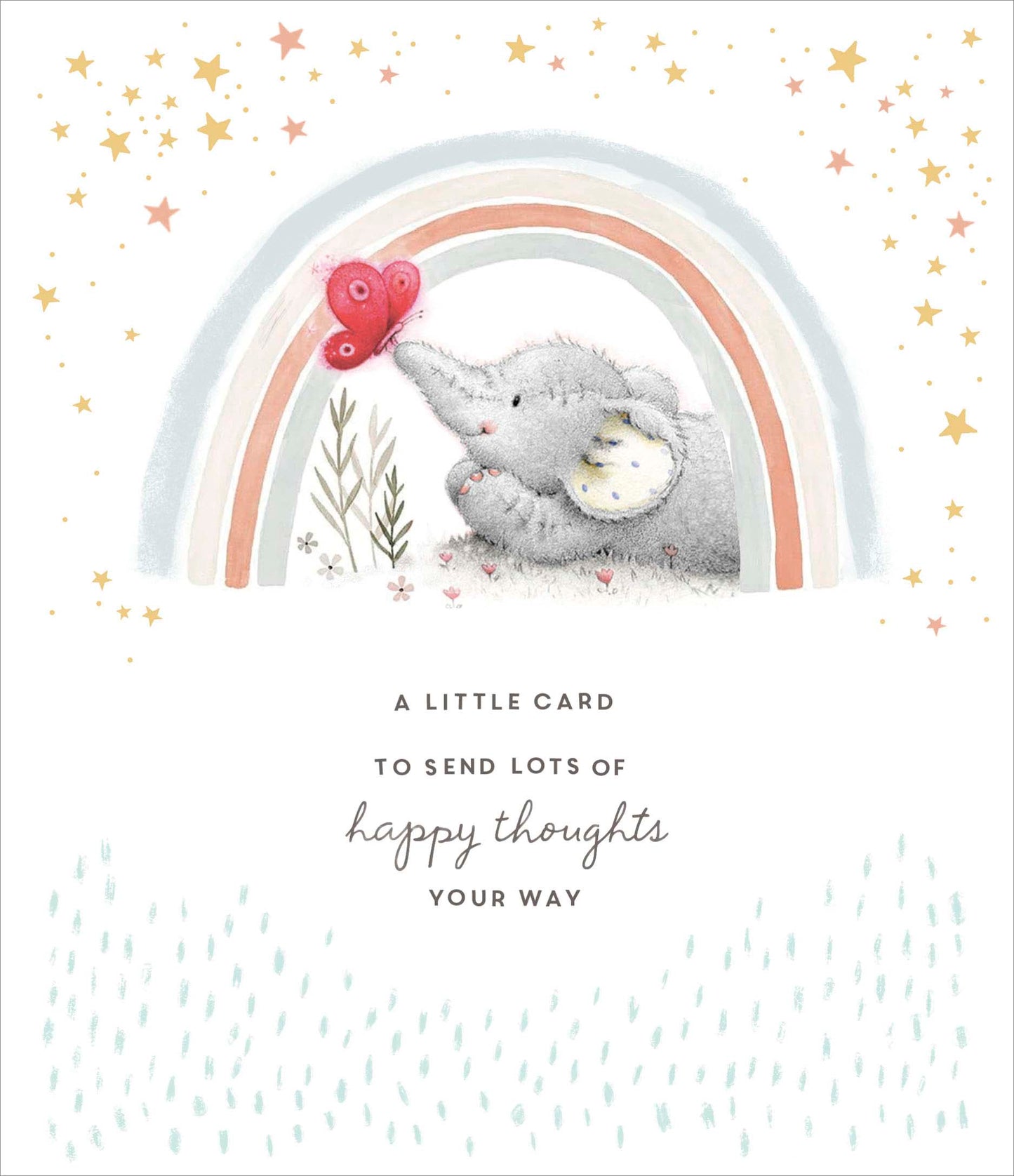 Elephant & Butterfly Rainbow Happy Thoughts Card