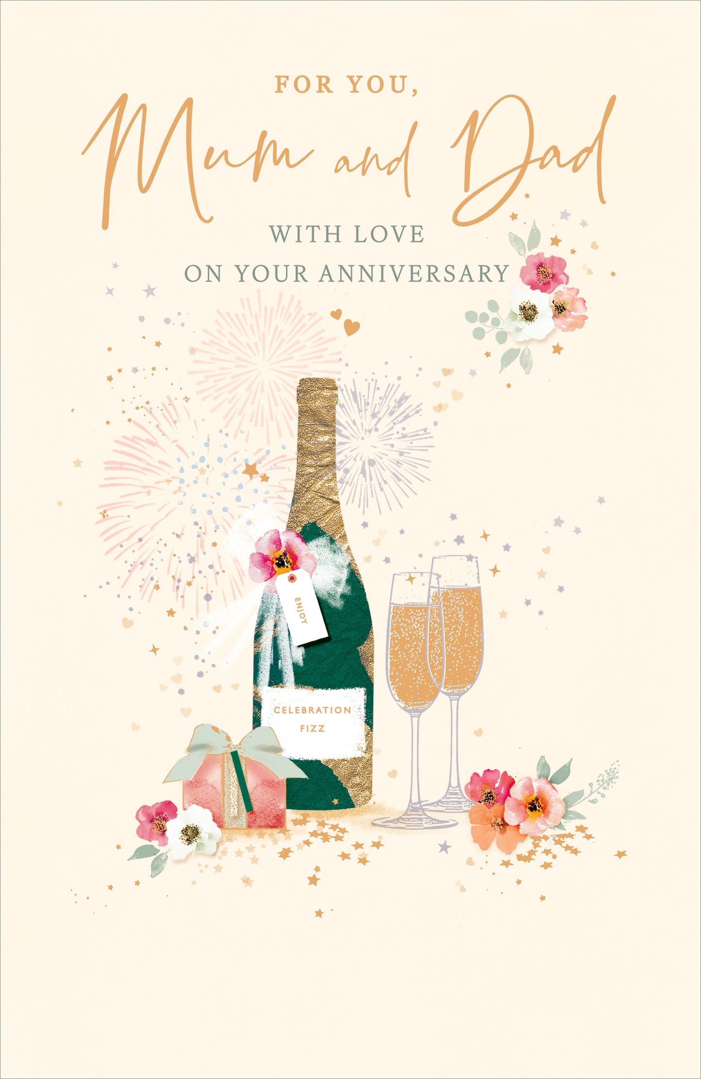 Champagne Mum & Dad Anniversary Card