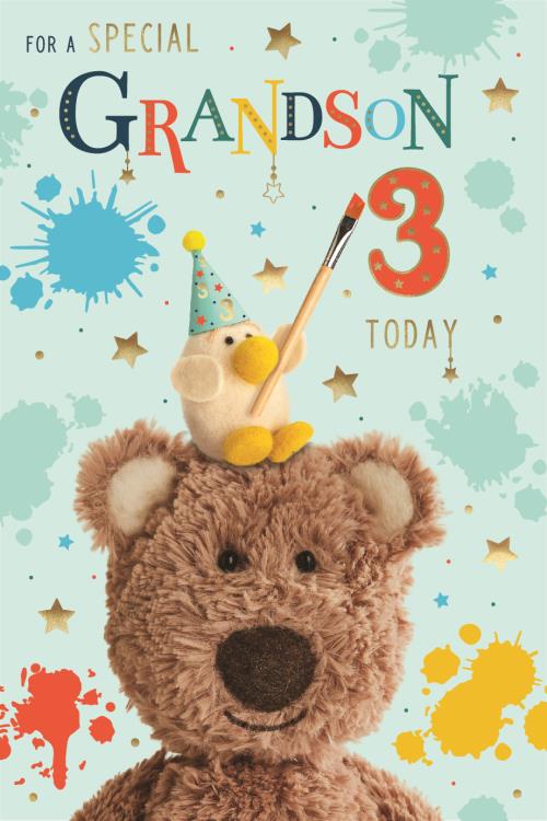 Barley Bear Grandson 3rd Birthday Card