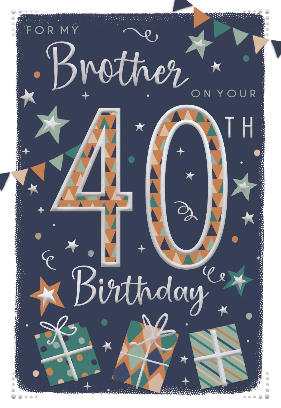 Blue & Orange Brother 40th Birthday Card
