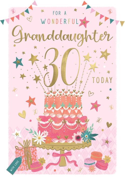 Pink Cake Granddaughter 30th Birthday Card