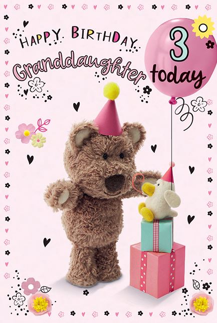 Barley Bear Granddaughter 3rd Birthday Card
