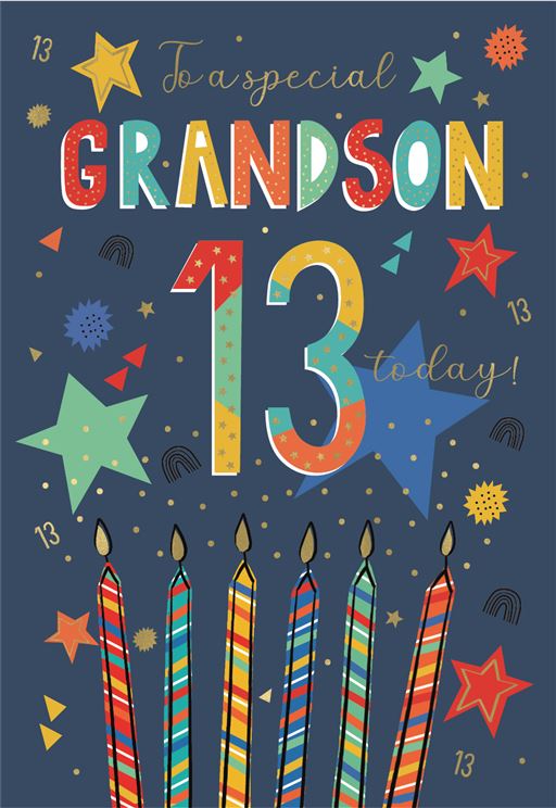 Candles Great Grandson 13th Birthday Card