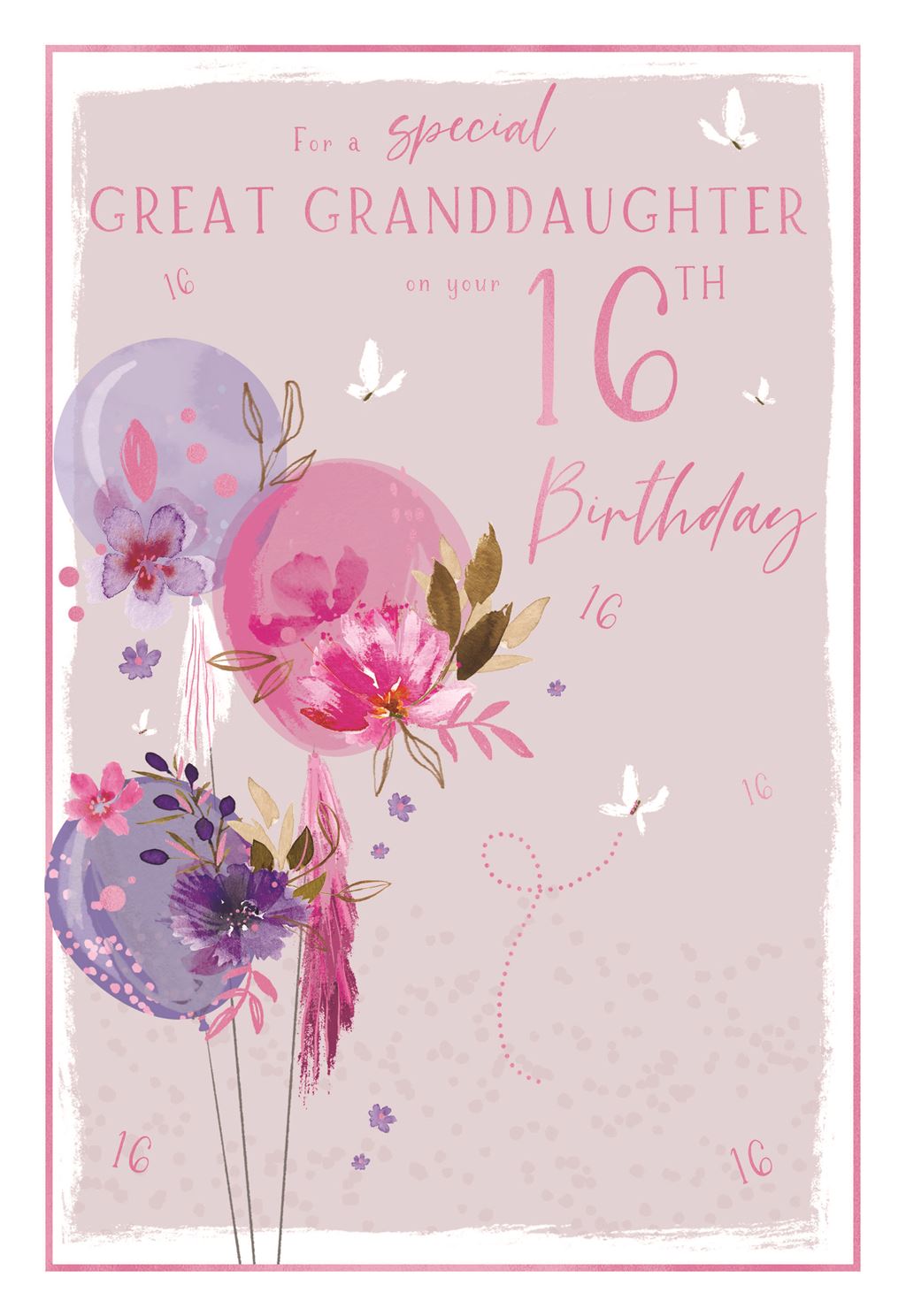 Balloons Great Granddaughter 16th Birthday Card