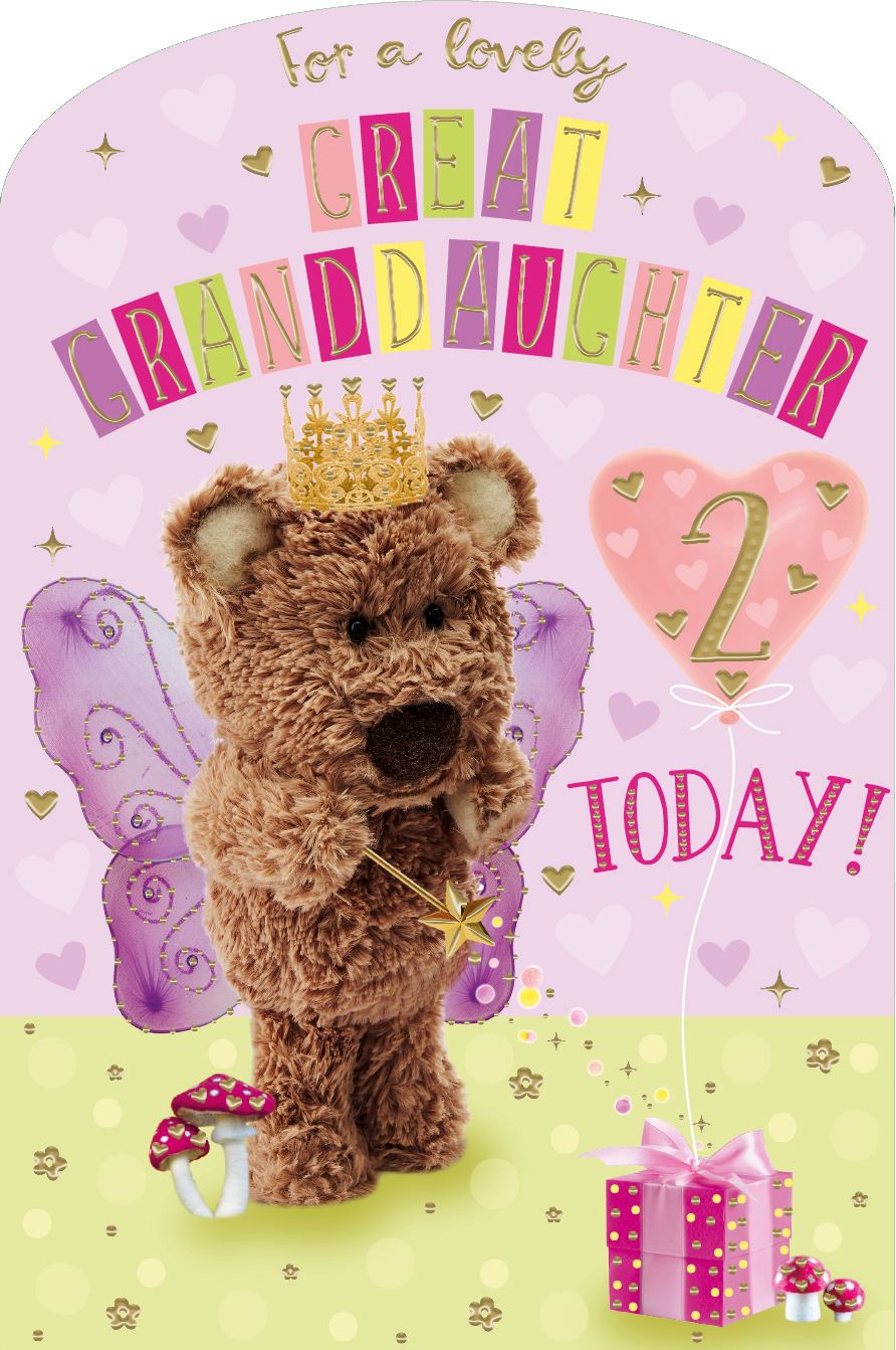 Barley Bear Great Granddaughter 2nd Birthday Card