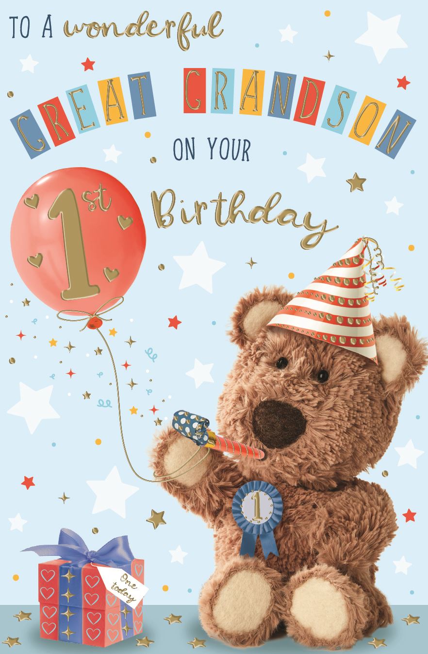 Barley Bear Great Grandon 1st Birthday Card
