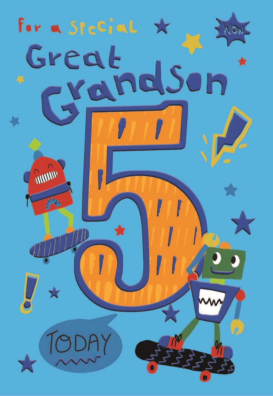 Robots Great Grandson 5th Birthday Card