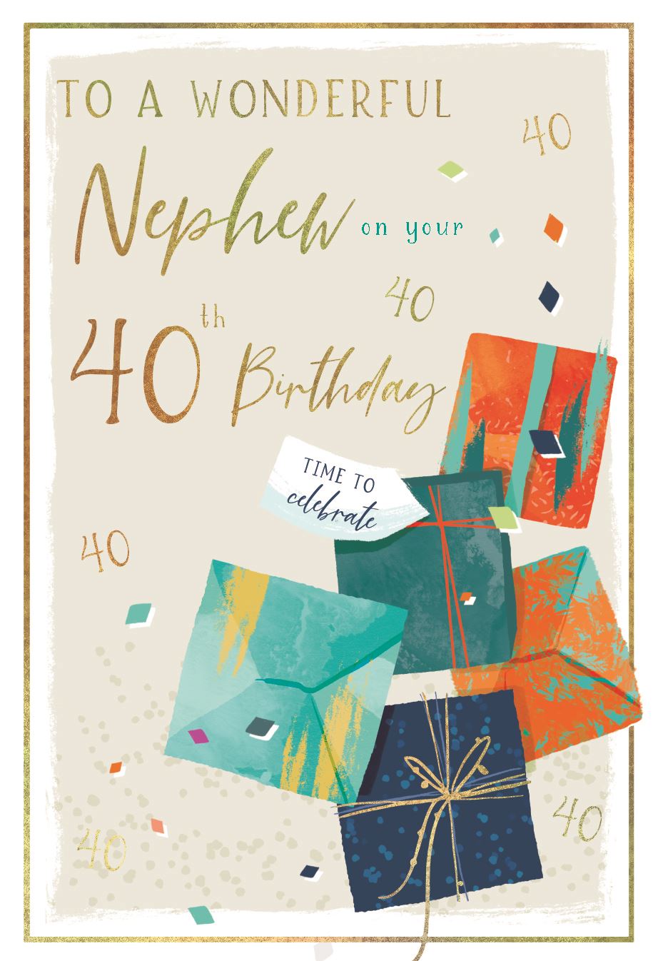 Presents Nephew 40th Birthday Card