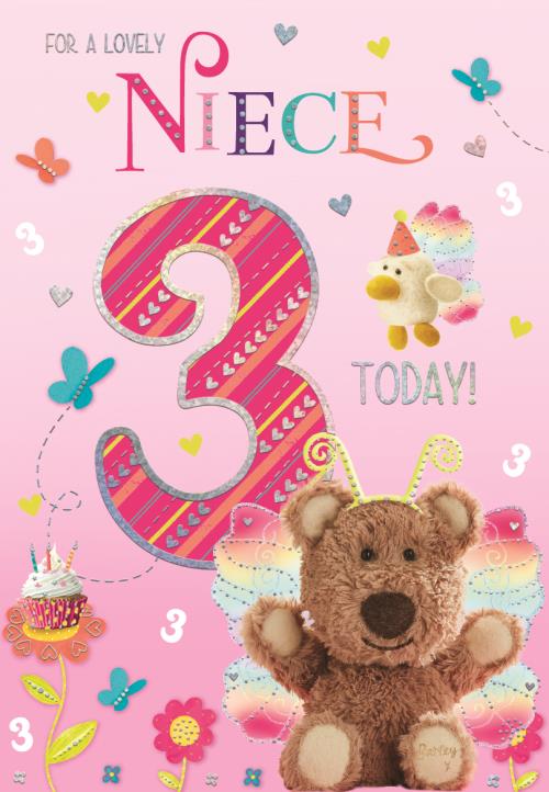 Barley Bear Niece 3rd Birthday Card