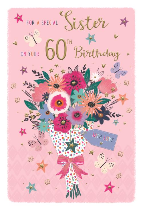 Flower Bouquet Sister 60th Birthday Card
