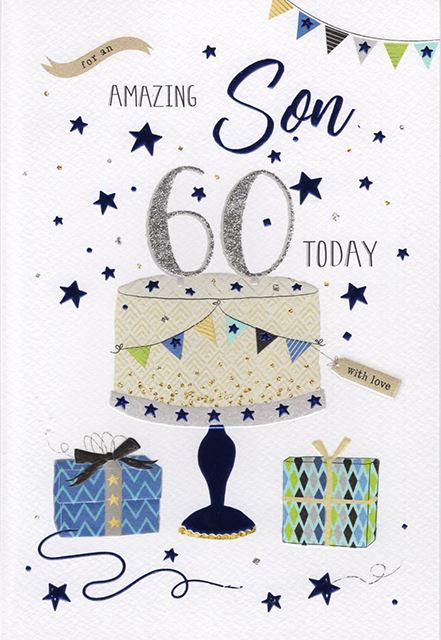 Blue Cake Son 60th Birthday Card