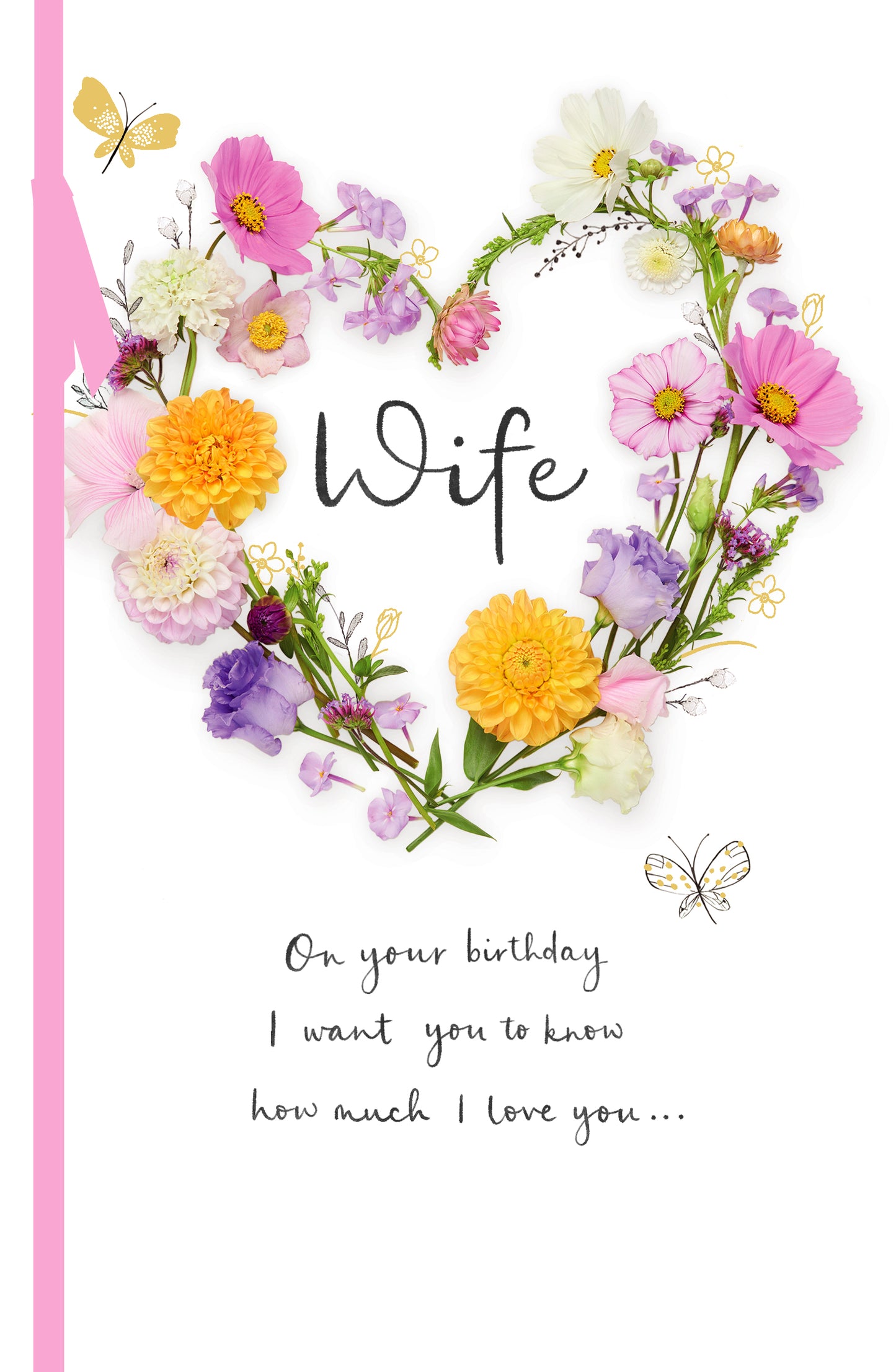Floral Heart Wife Birthday Card