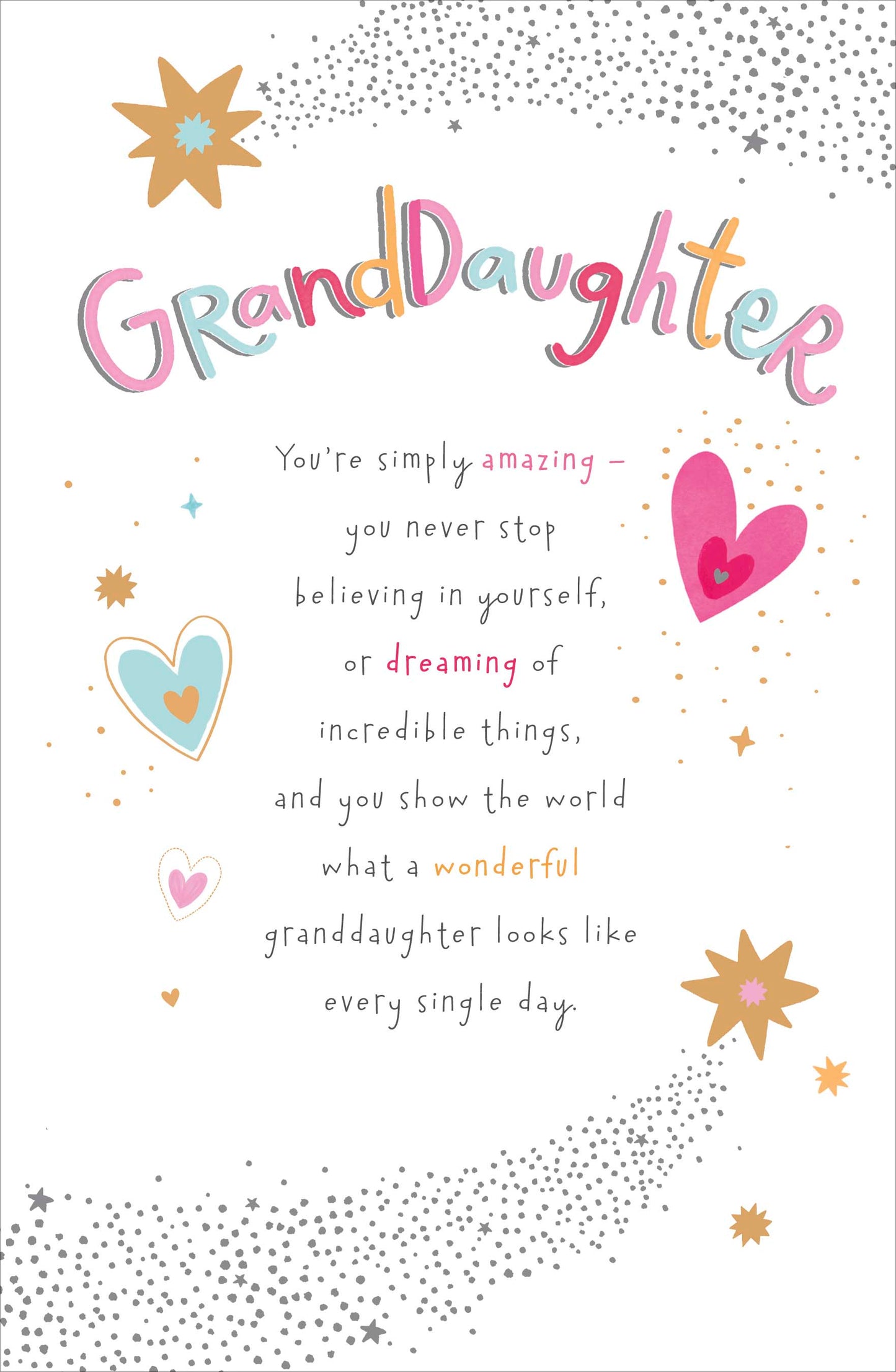 Hearts & Stars Granddaughter Birthday Card