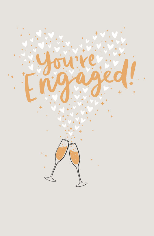 Champagne & Hearts You're Engaged Card