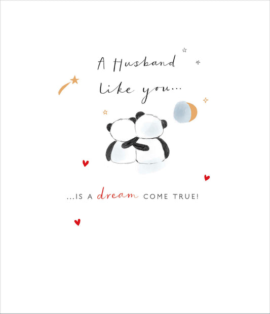 Panda Hugs Husband Birthday Card