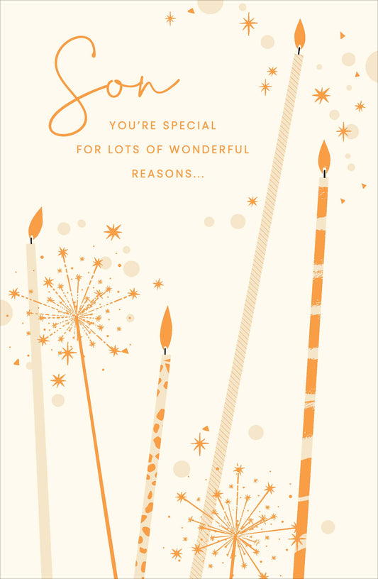 Gold Candles Son Birthday Card
