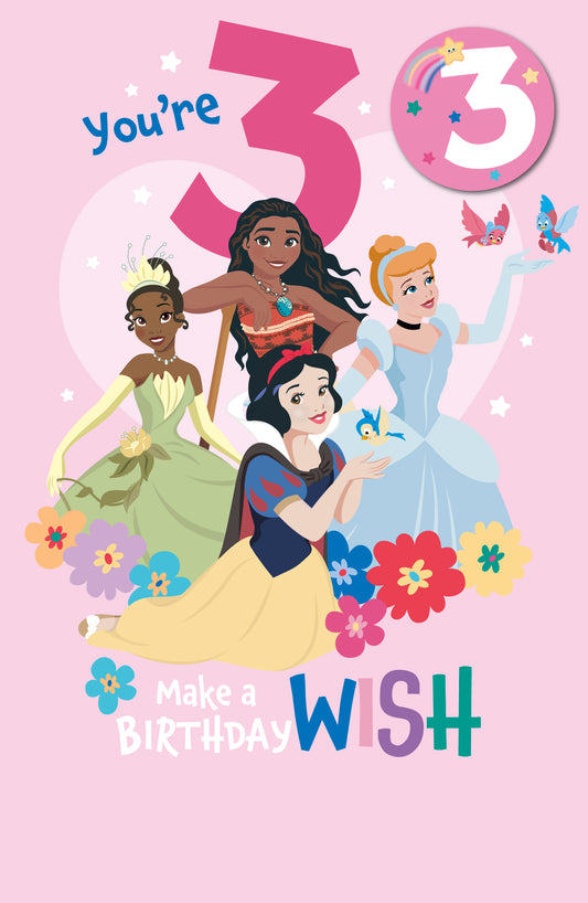 Disney Princesses 3rd Birthday Card