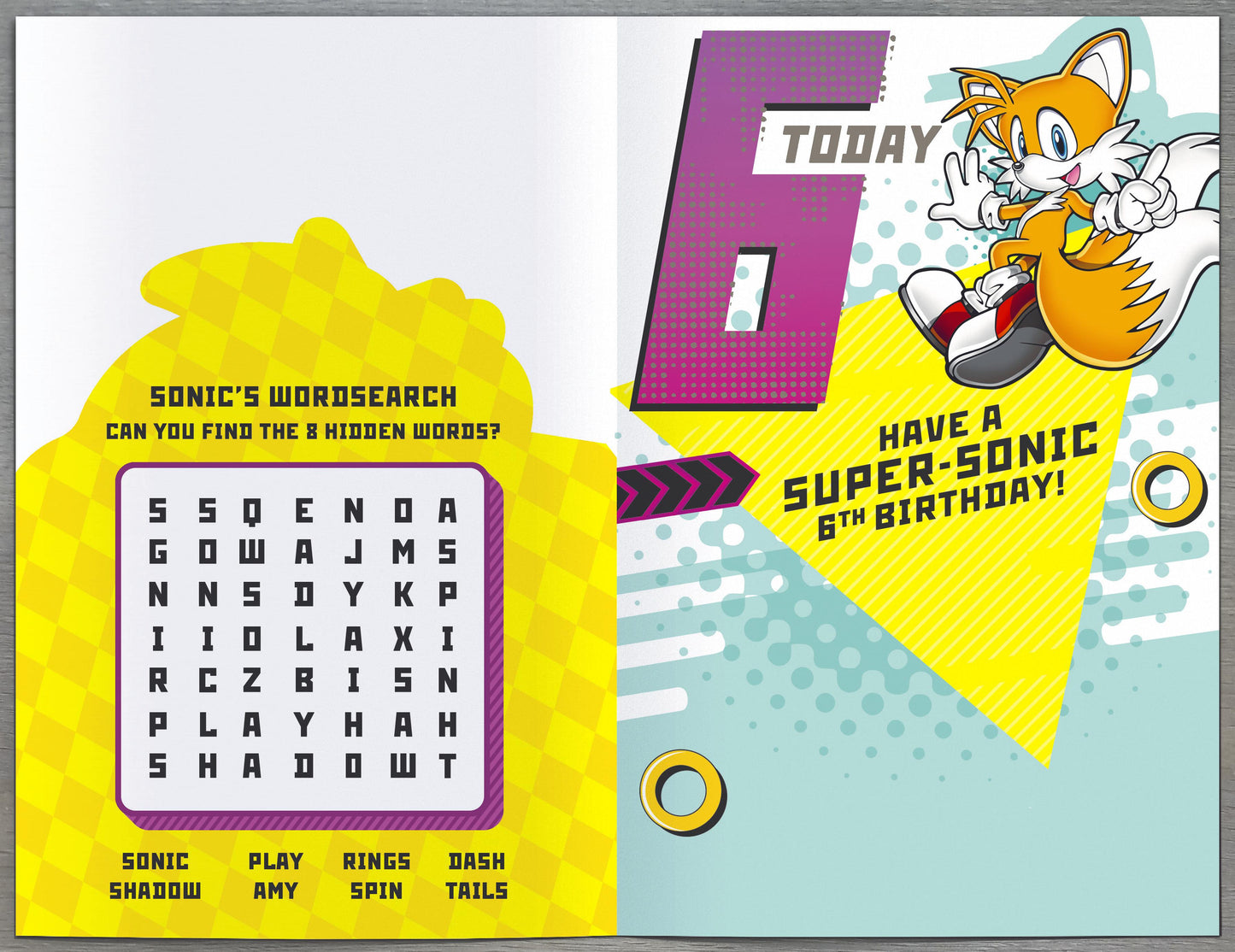 Sonic The Hedgehog 6th Birthday Card