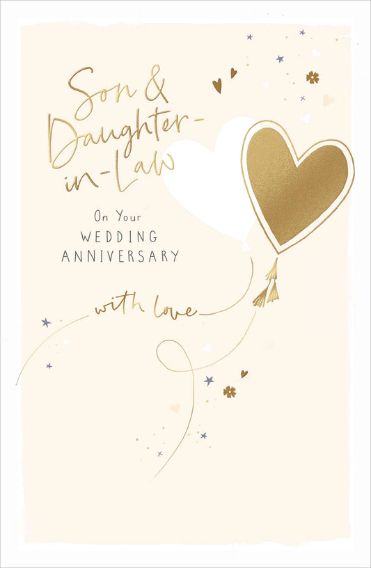 Gold Heart Son & Daughter In Law Wedding Annversary Card