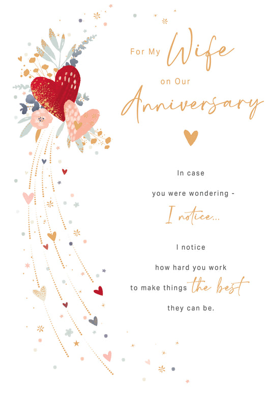 Hearts Wife Anniversary Card