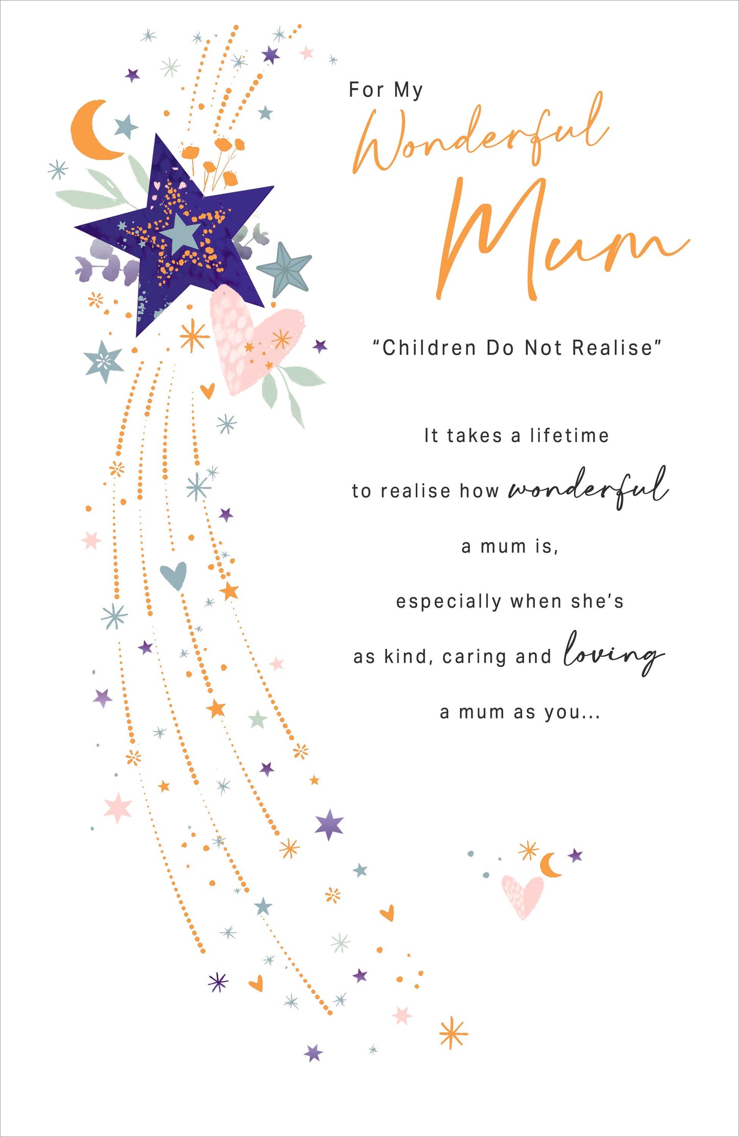 Stars & Hearts Mum Birthday Card