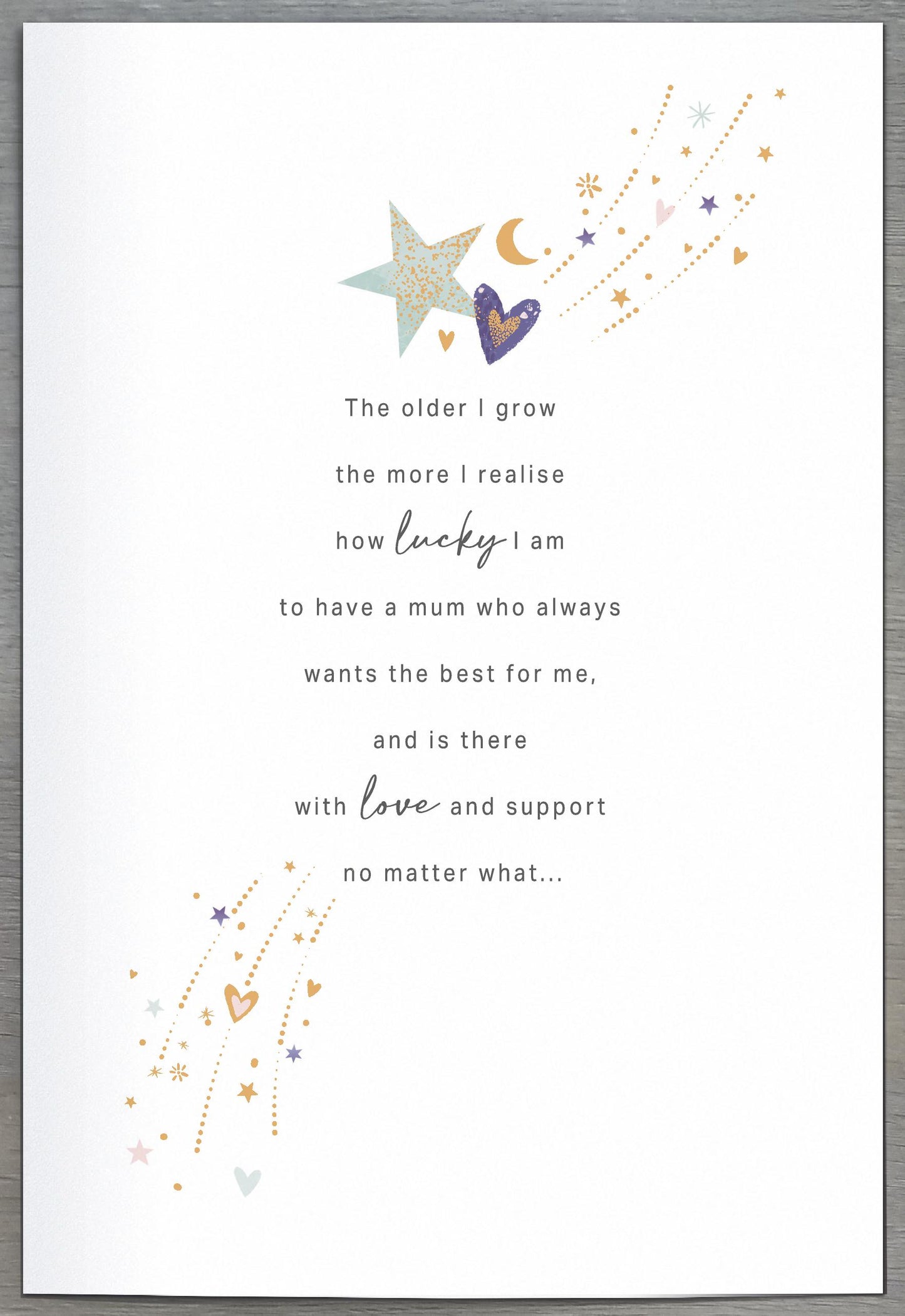 Stars & Hearts Mum Birthday Card