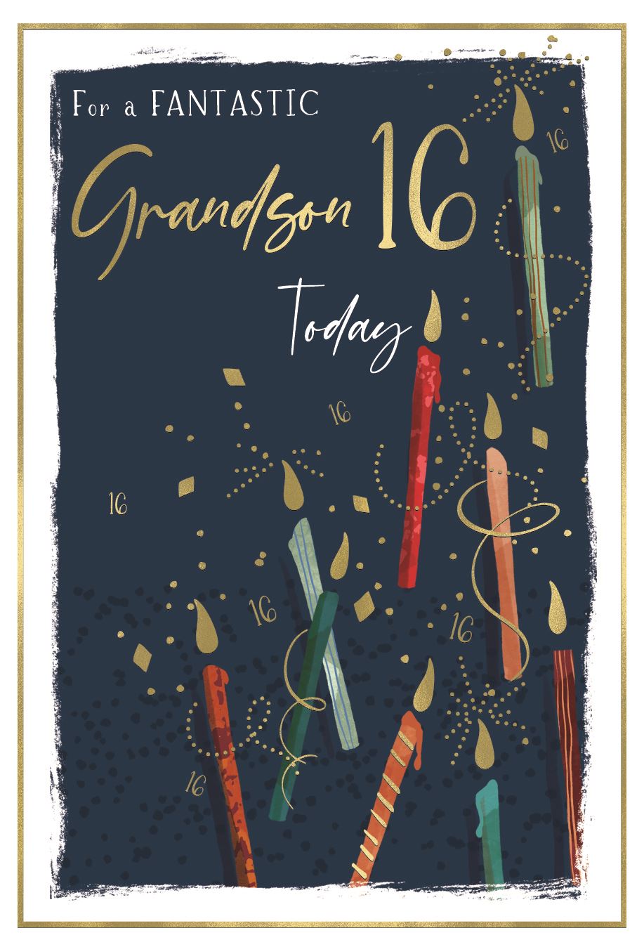 Candles Grandson 16th Birthday Card