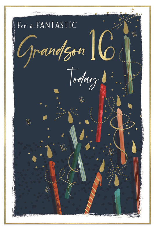 Candles Grandson 16th Birthday Card