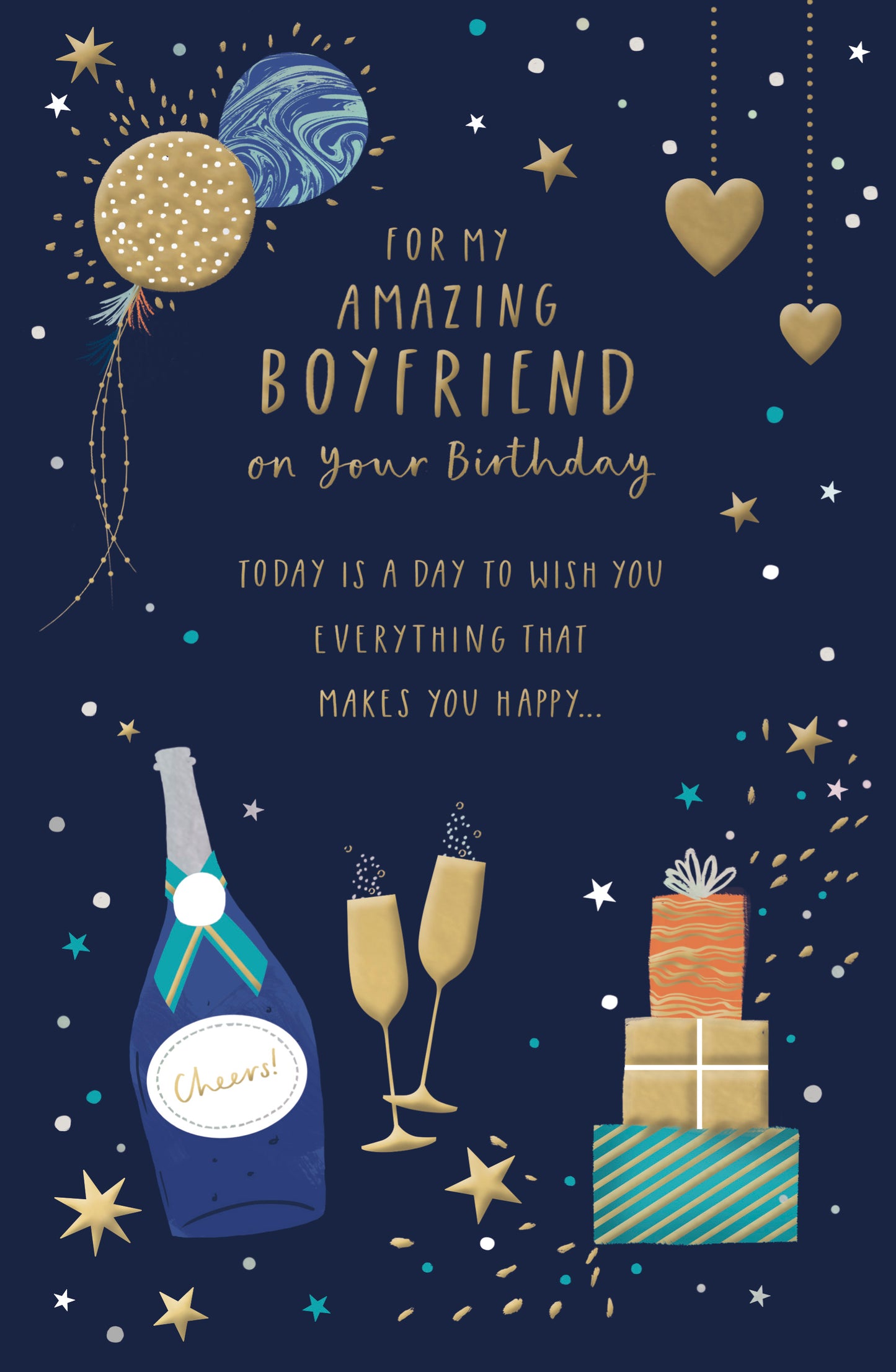 Champagne & Presents Boyfriend Birthday Card
