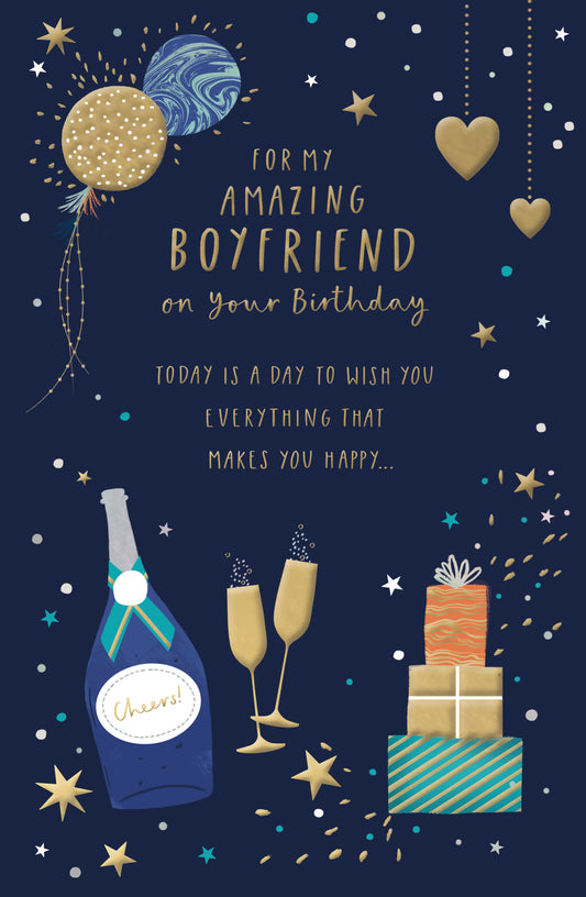 Champagne & Presents Boyfriend Birthday Card