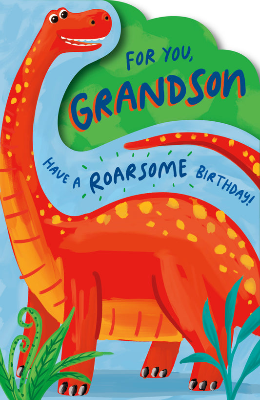 Dinosaur Roarsome Grandson Birthday Card