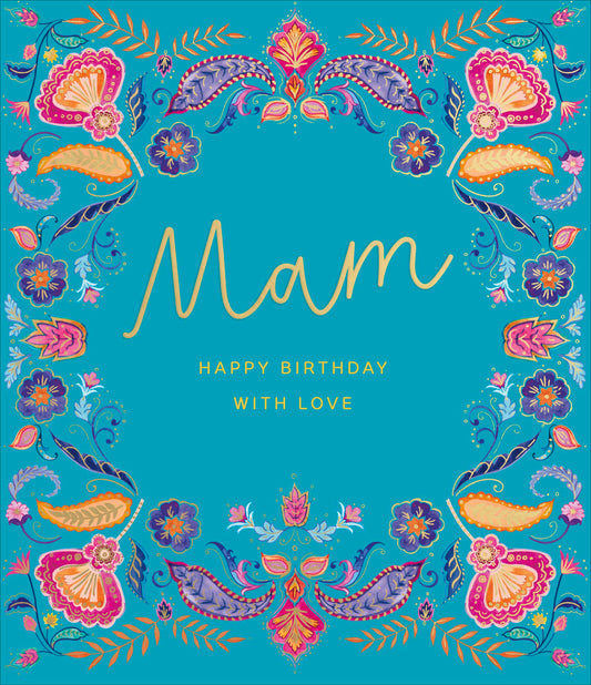 Bright Floral Mam Birthday Card