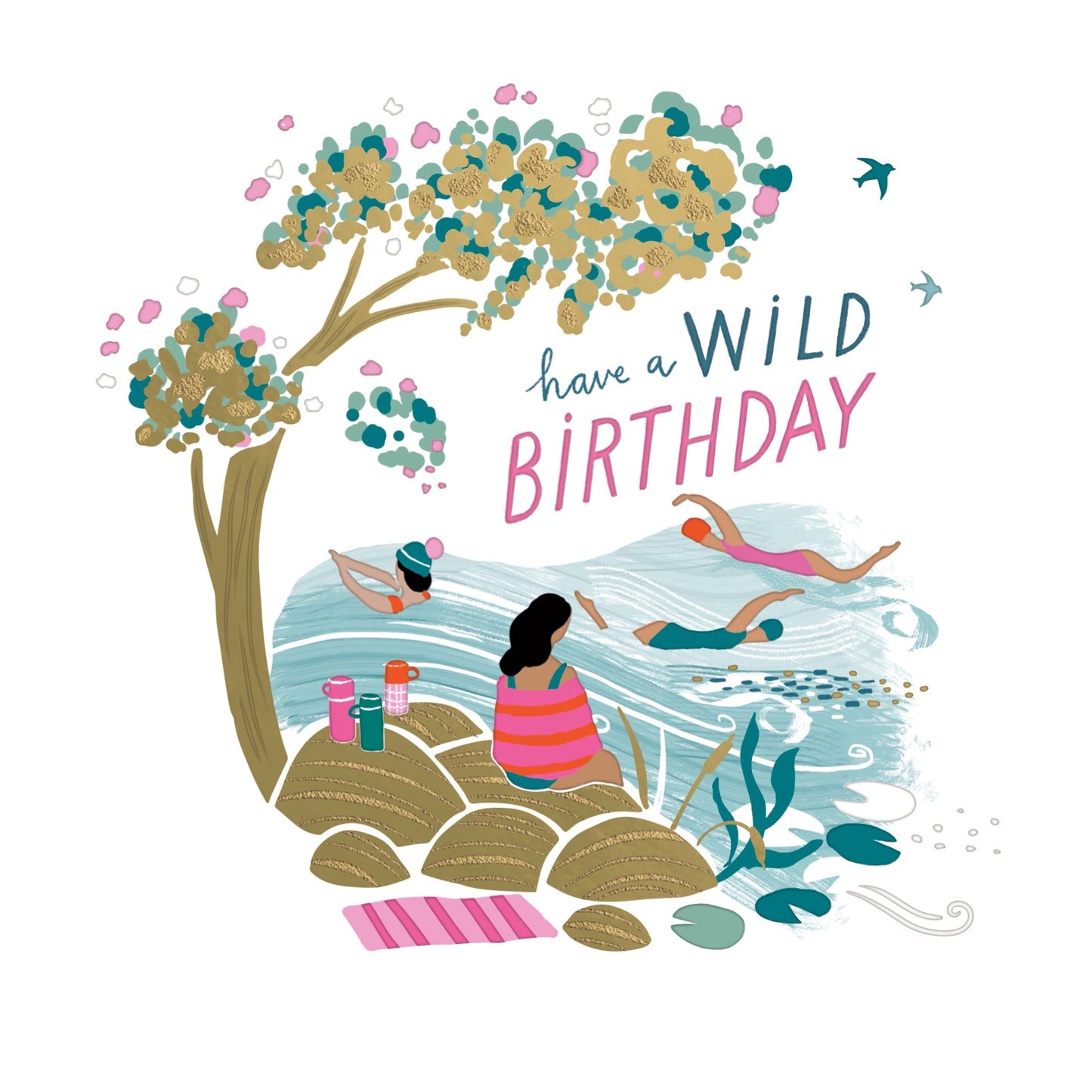 Wild Swimming Birthday Card