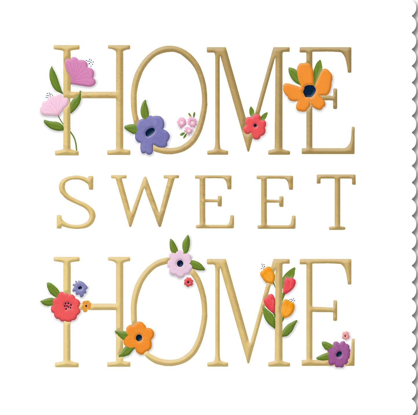 Floral & Gold Home Sweet Home Card