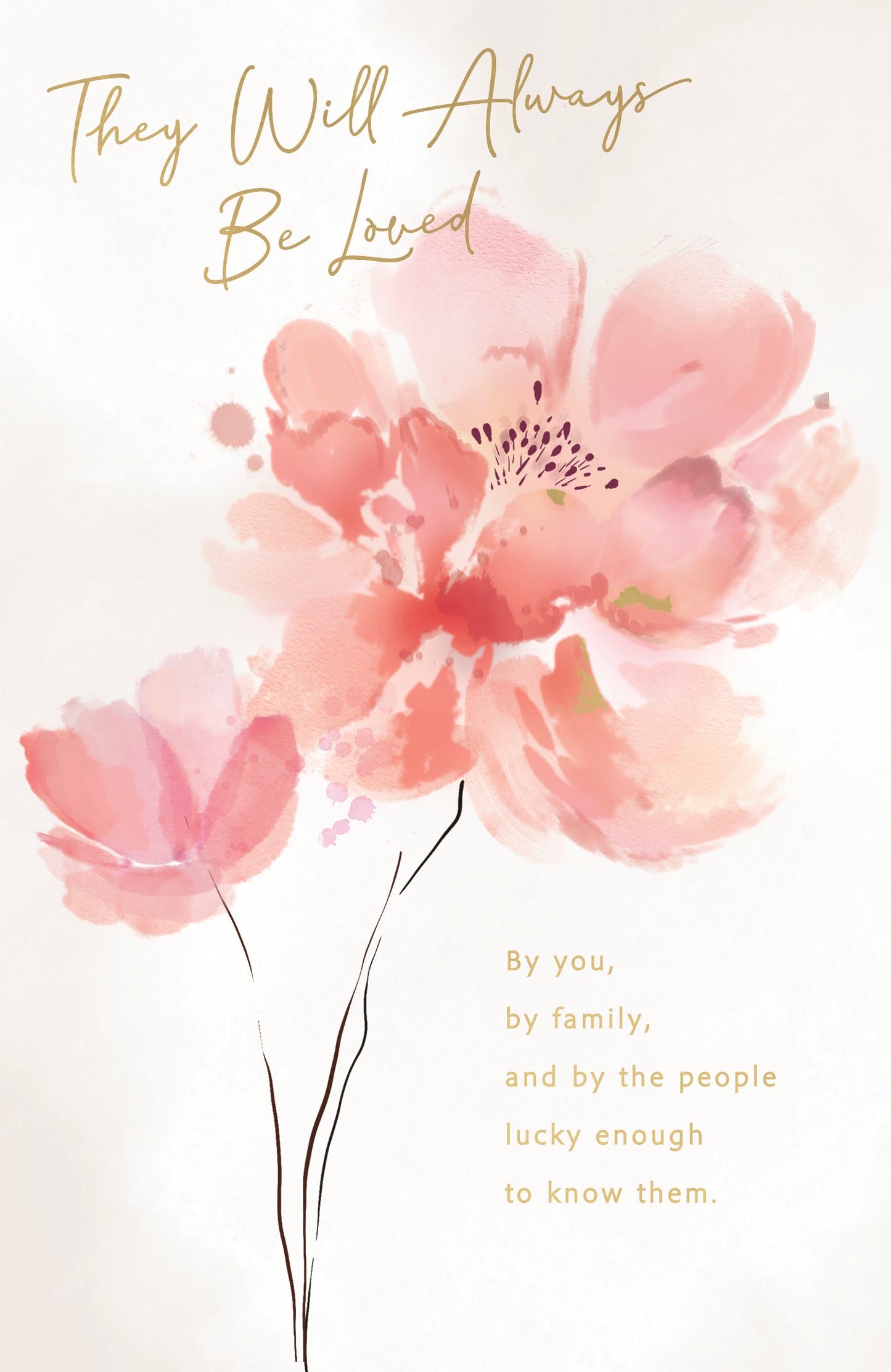Red Floral They Will Always Be Loved Sympathy Card