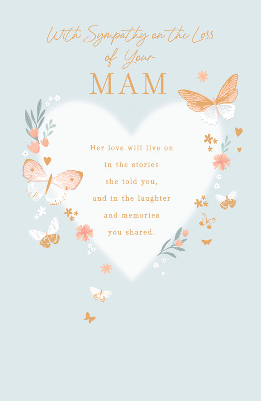 Butterflies Sympathy Loss Of Your Mam Card