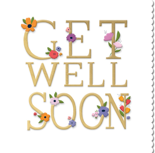 Floral Gold Get Well Soon Card